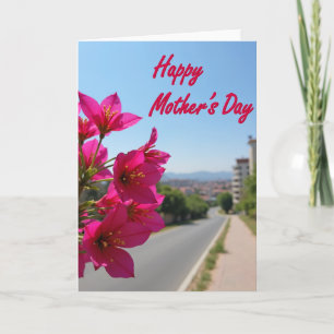 Tarjeta de arte floral fucsia