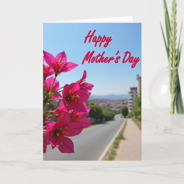 Tarjeta de arte floral fucsia (Anverso)
