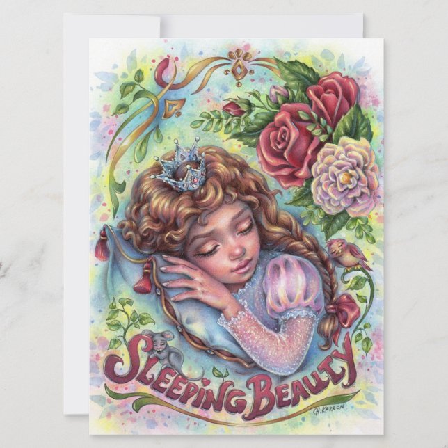 Tarjeta de arte floral Princesa de belleza durmien (Anverso)
