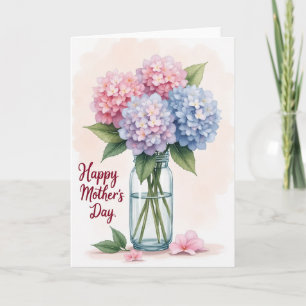 Tarjeta de arte floral rosa y azul