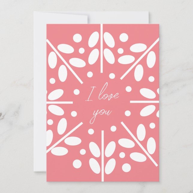 Tarjeta de arte folclórico escandinavo rosa "Te am (Anverso)