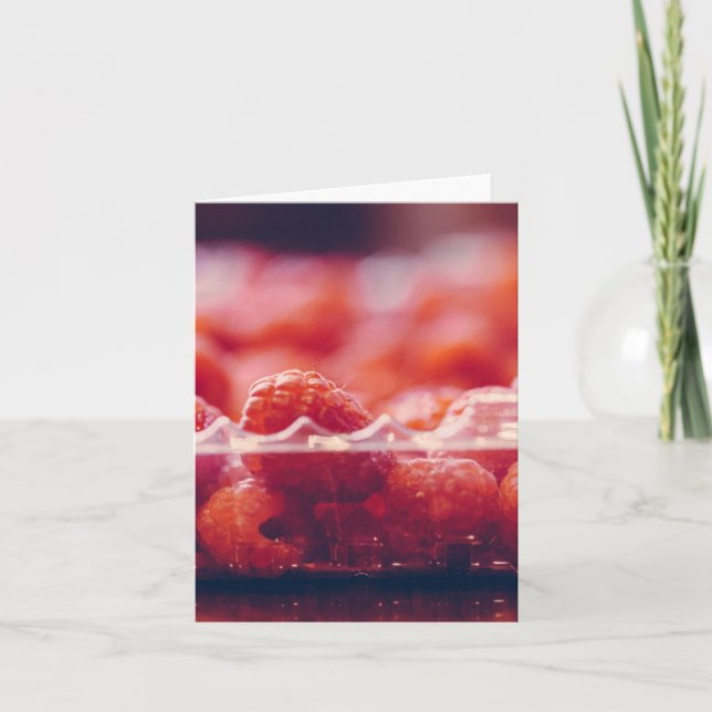 Tarjeta de arte fotográfico de frambuesas frescas (Anverso)