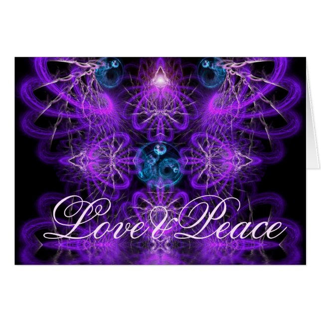 Tarjeta de arte fractal Love Peace (Anverso (Horizontal))