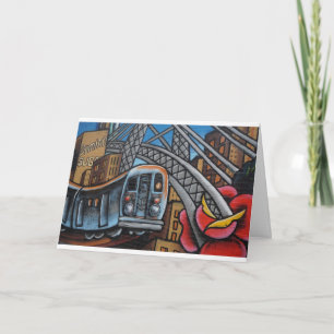 Tarjeta de arte graffiti urbano del tren subterrán