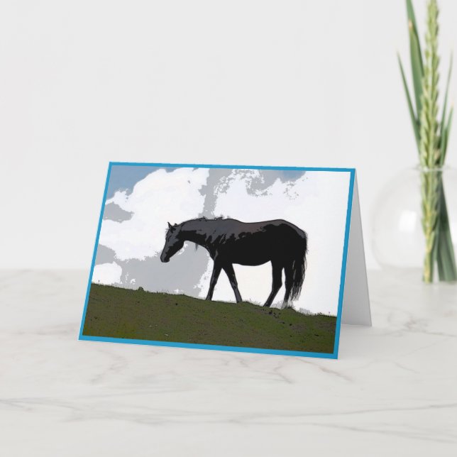 Tarjeta de arte gráfico de caballo negro (Anverso)