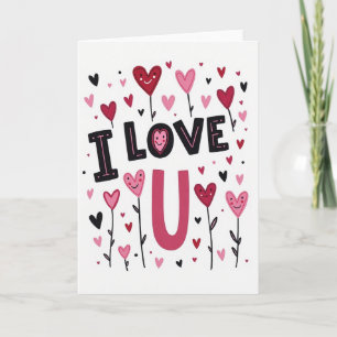 Tarjeta de Arte Gráfico de Corazón que Dice Te Amo