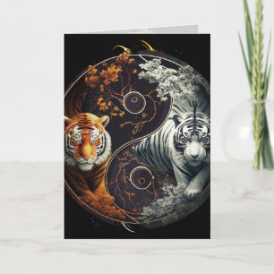 Tarjeta de arte gráfico de Yin Yang de tigre