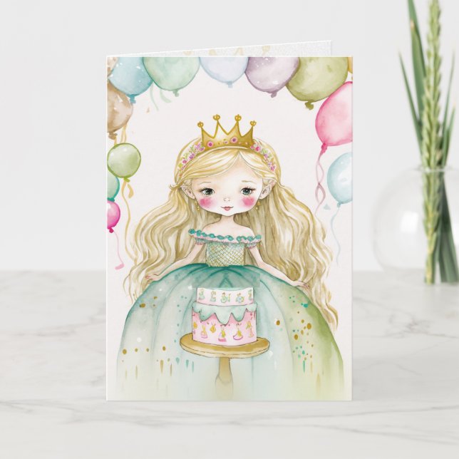 Tarjeta de arte gráfico Princesa, Cumpleaños, Niña (Anverso)