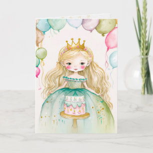 Tarjeta de arte gráfico Princesa, Cumpleaños, Niña