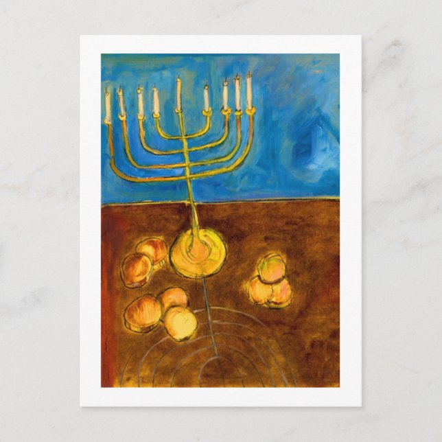 Tarjeta de arte Hanukkah Gelt y Menorah (Anverso)
