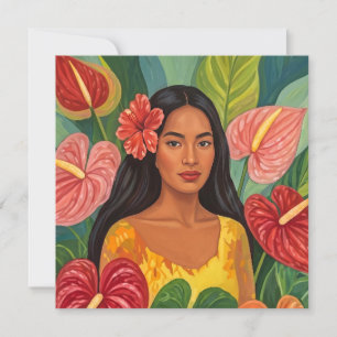 tarjeta de arte hawaiano aloha dorso en blanco