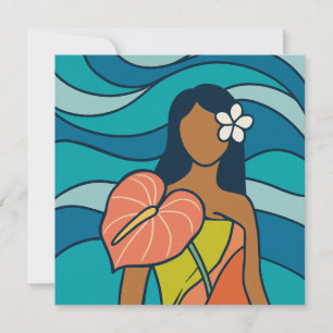 tarjeta de arte hawaiano aloha dorso en blanco