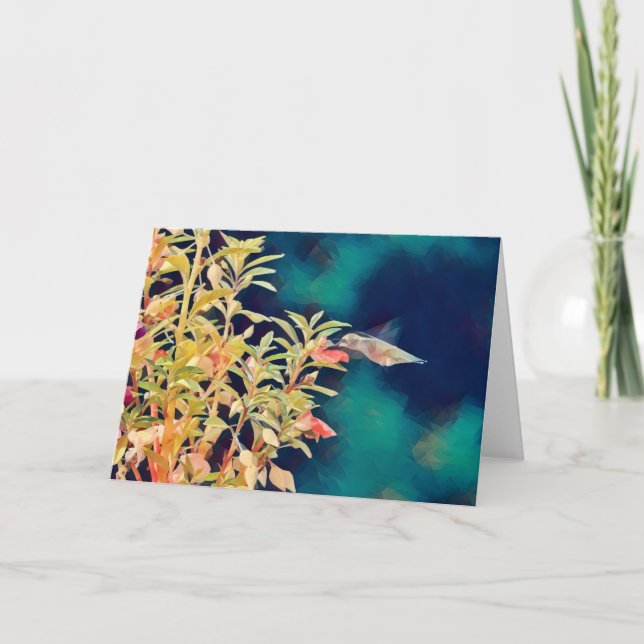 Tarjeta de arte Hummingbird Flores de estilo abstr (Anverso)