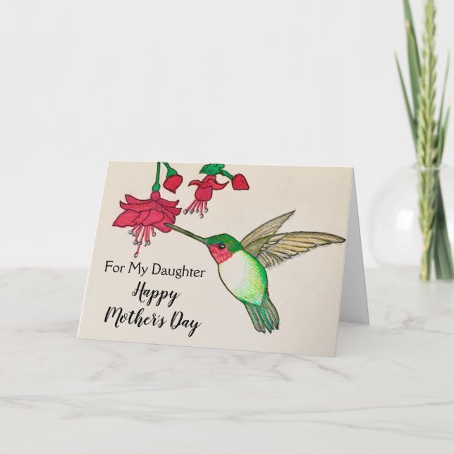 Tarjeta de arte Hummingbird Hija por el Día de la  (Anverso)