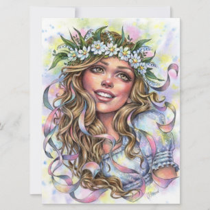 Tarjeta de arte Mae Beltane Spring Maypole Dancer 
