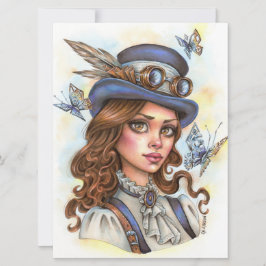 Tarjeta de arte mago de la Chica Steampunk Fantasy