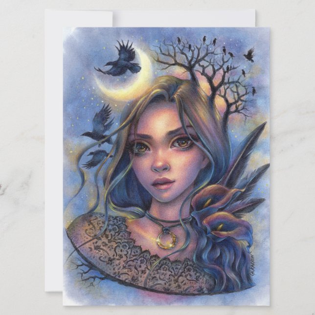 Tarjeta de arte Moon Woman Fantasy Fantasy Ojos os (Anverso)