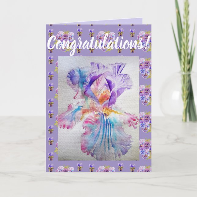 Tarjeta de arte Morple Iris Flower Floral Conregat (Anverso)