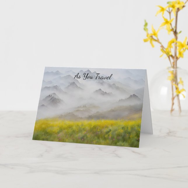 Tarjeta de arte paisajístico de viaje de vacacione (flor amarilla)