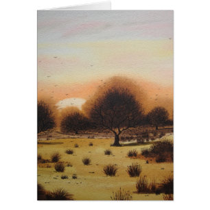 tarjeta de arte paisajístico rural rústico de otoñ