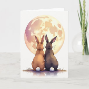Tarjeta de arte para amigos que contemplan la luna