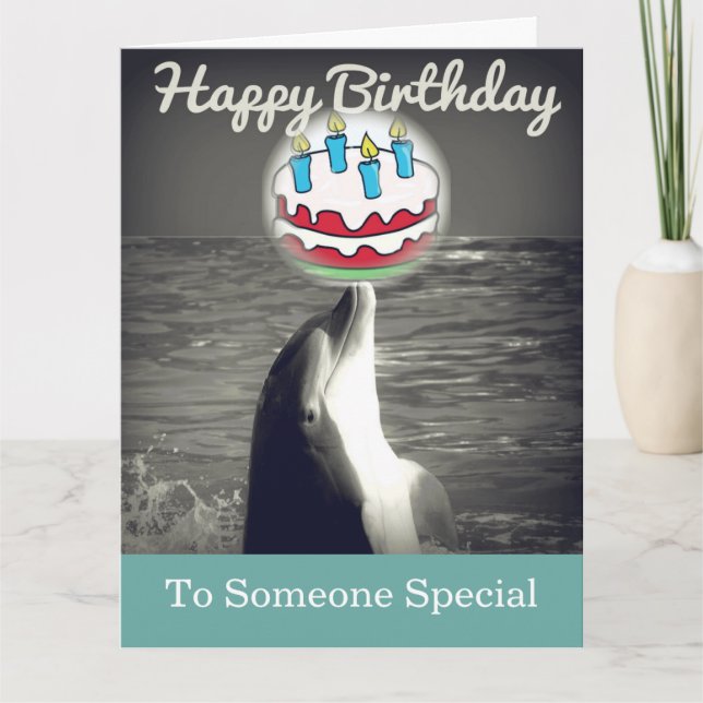 Tarjeta de arte para delfines Guay Happy Birday (Anverso)