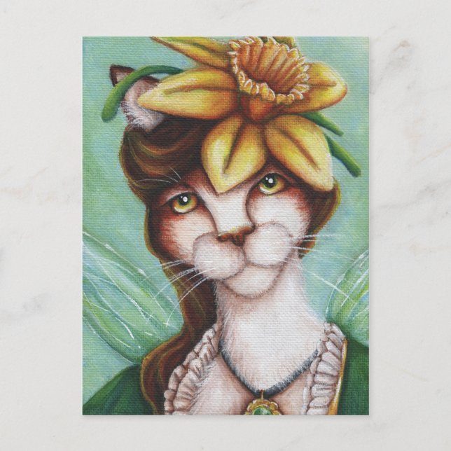 Tarjeta de arte para gato Daffodil Flower Fairy (Anverso)