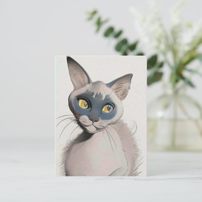 Tarjeta de arte para gatos siamesa (Anverso de pie)