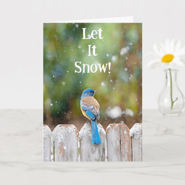 Tarjeta de arte para Navidades de nieve con pájaro (Planta pequeña)