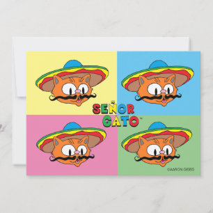 Tarjeta de arte pop de gato fiesta Cinco de Mayo