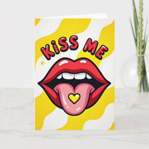 Tarjeta de arte pop estilo Bésame los labios