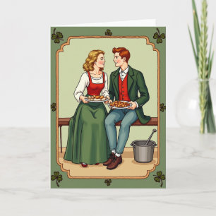 Tarjeta de arte popular de banquete irlandés cálid