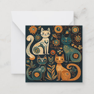 Tarjeta de arte popular para gatos
