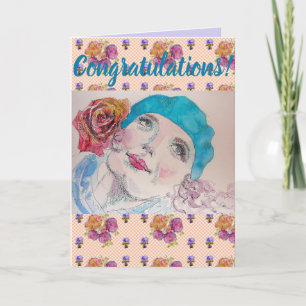 Tarjeta de arte Rosa mujer naranja