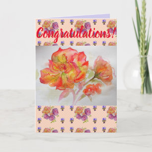 Tarjeta de arte Rosa naranja Flor Flor