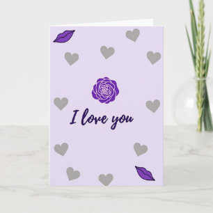 Tarjeta de Arte Rosa Púrpura Te Amo
