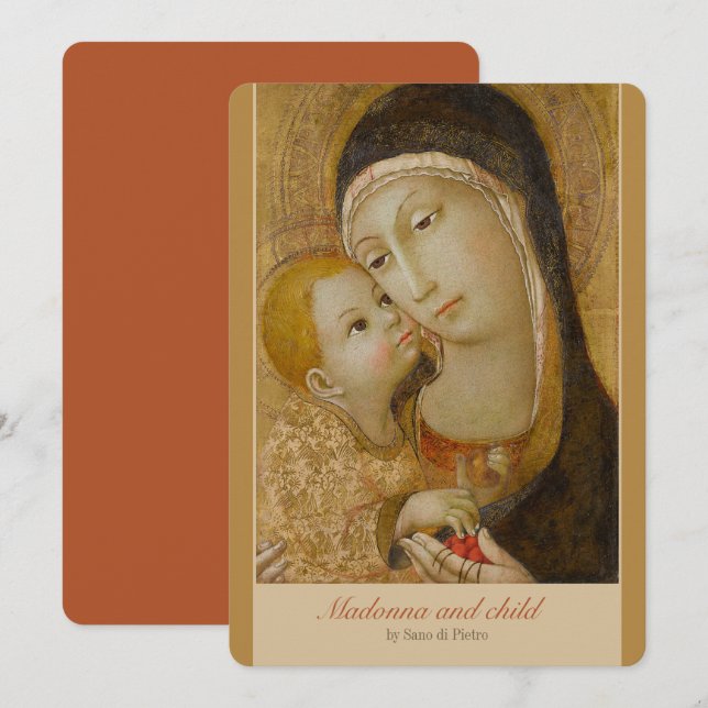 Tarjeta de arte Sano di Pietro Tenderness madonna  (Anverso / Reverso)