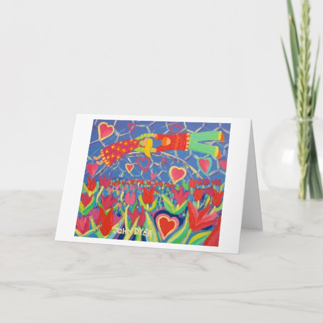 Tarjeta de arte: Tentación en los tulipanes. San V (Anverso)