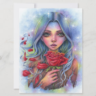 Tarjeta de arte transitoria Rosa Stars Fantasy Wom
