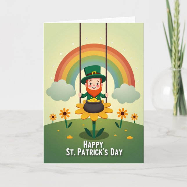 Tarjeta de arte vectorial de la suerte del duende (Anverso)