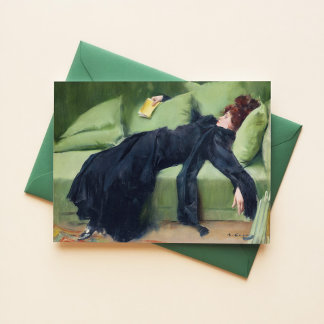 Tarjeta de arte vintage de una joven decadente Ram