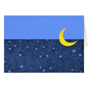 Tarjeta de arte vintage en blanco de luna y estrel