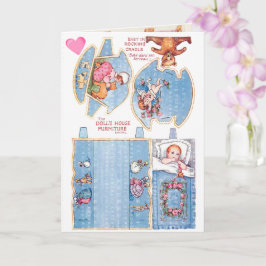 Tarjeta de arte Vintage Little Girl and Baby paper