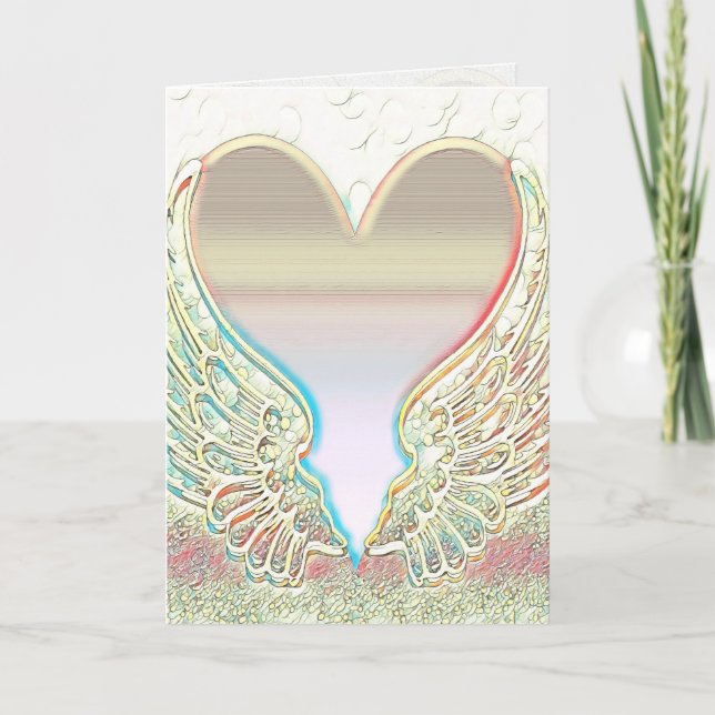 Tarjeta de Artes Gráficas Angel Wings and Heart (Anverso)