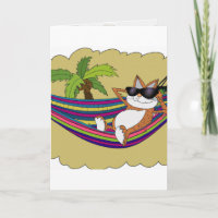 Tarjeta de Artes Gráficas de Gato en una Hamaca