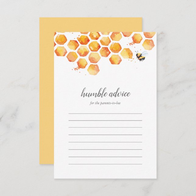 Tarjeta de asesoramiento Baby Shower Bee Bumblebee (Anverso / Reverso)