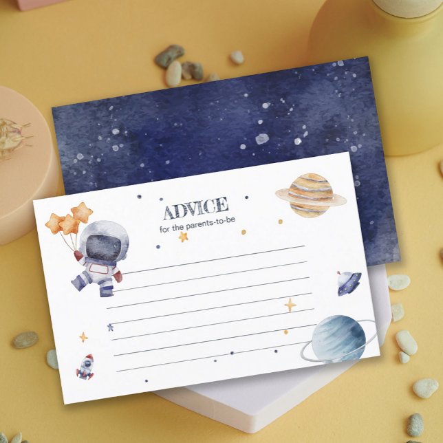 Tarjeta de asesoramiento Baby Shower de Astronaunt (Astronaunt Rocketship Baby Shower Advice Card)