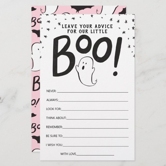 Tarjeta de asesoramiento Baby Shower de Halloween (Anverso / Reverso)
