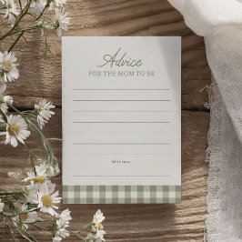 Tarjeta de asesoramiento Baby Shower de Sage Green