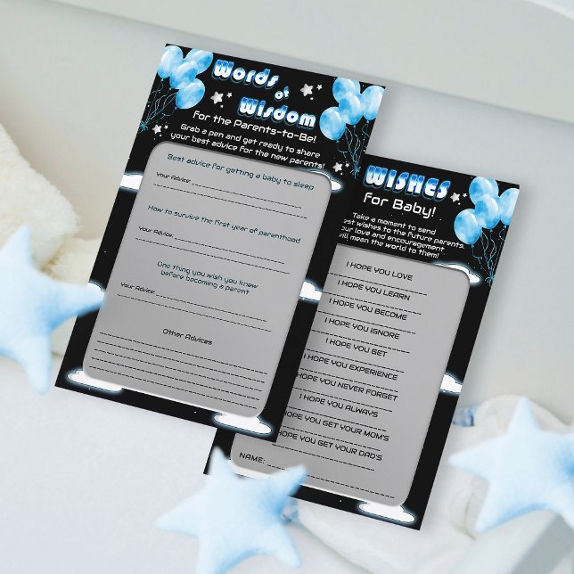 Tarjeta de asesoramiento Baby Shower Galaxy Stars  (Subido por el creador)